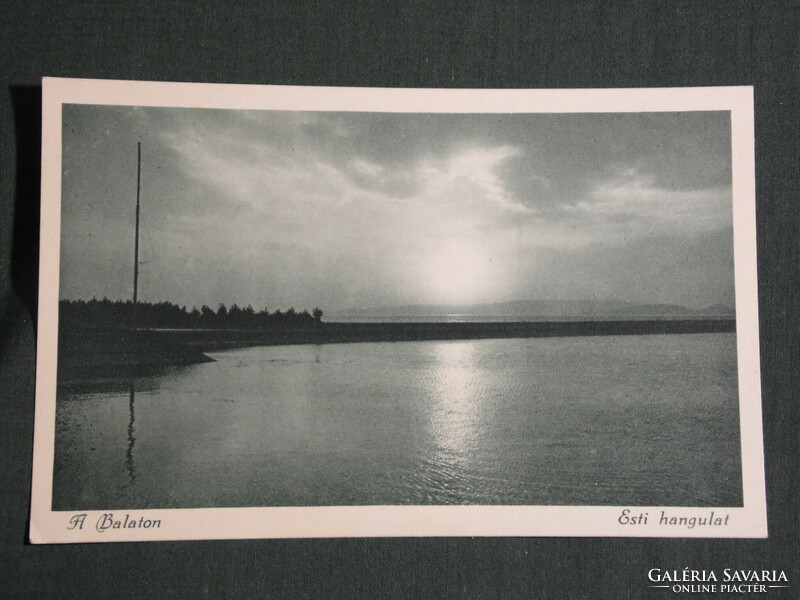 Postcard, balaton, evening atmosphere, landscape, sunset, 1927