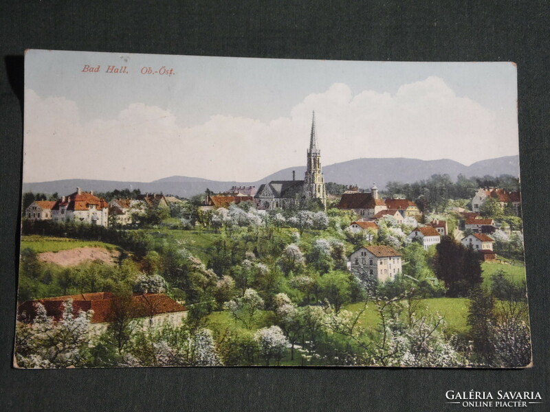 Képeslap,Postcard, Ausztria,Bad Hall Oberoesterreich, Bad Hall látkép, templom,1929