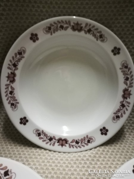 Alföldi porcelain deep plate, brown with Hungarian pattern