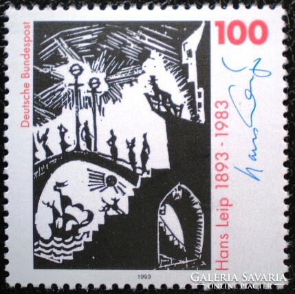 N1694 / Germany 1993 hans leip stamp postal clerk