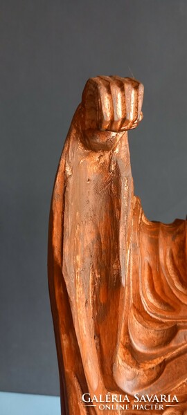 Huge carved wooden statue old negotiable art deco design