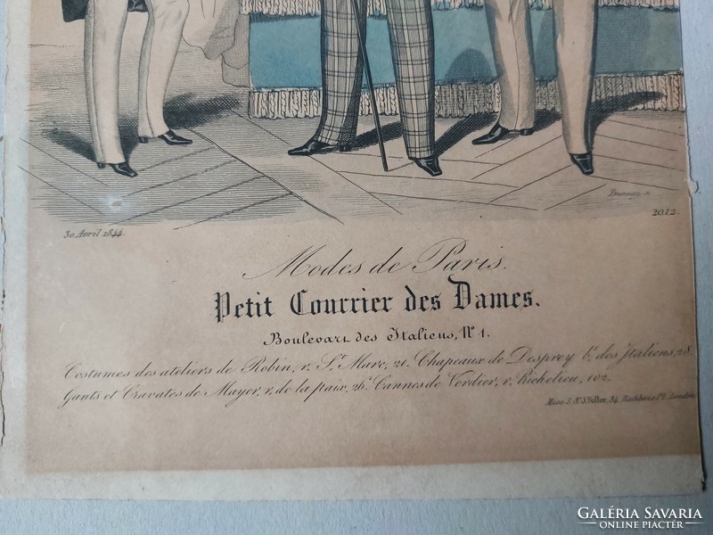 XIX. sz. litográfia: Petit Courier des Dames paszpartuval