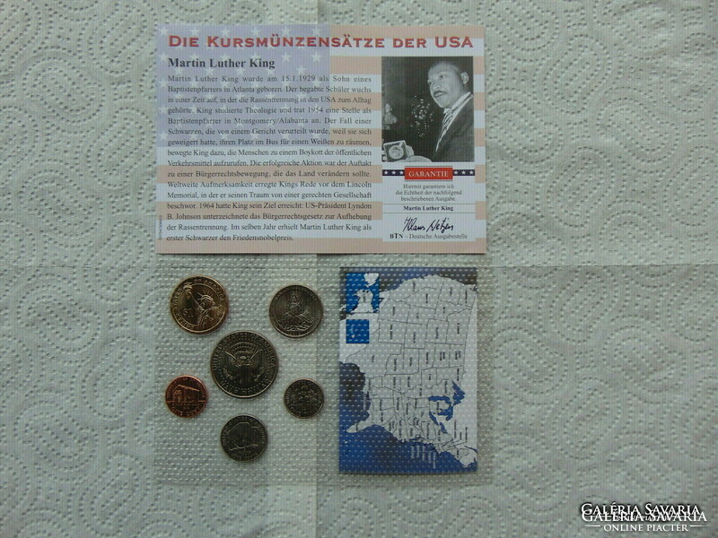 USA 6 darab cent - 1/2 dollár műagyag bliszter + certi Martin Luther King