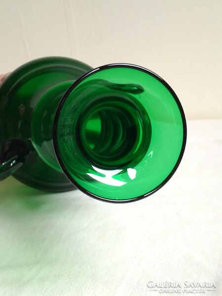 Old solid blown dark green glass bottle vase with spout ingrid glass special 25.5 cm