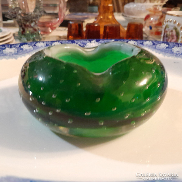 Bubble green glass ashtray ashtray - art&decoration