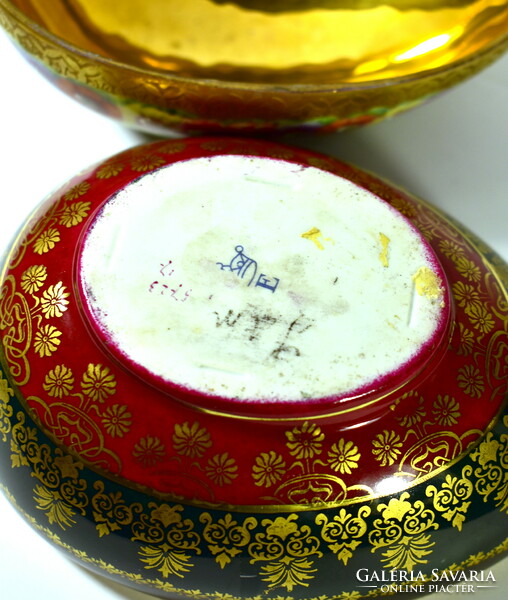 Eichwald hand painted richly gilded porcelain large egg bonbonier