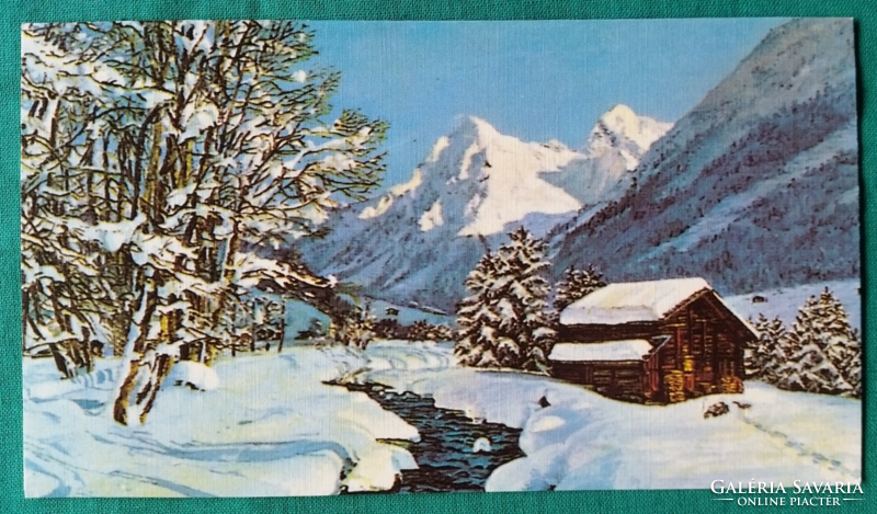 Karácsonyi kinyitható képeslap, postatiszta