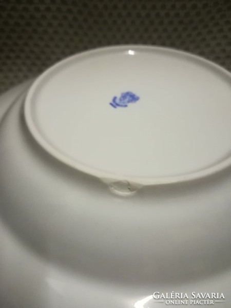 Alföldi porcelain deep plate, brown with Hungarian pattern
