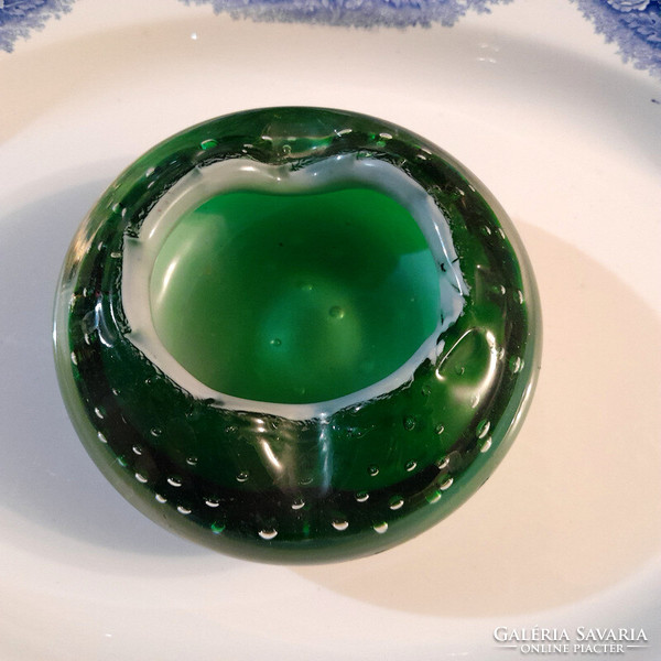 Bubble green glass ashtray ashtray - art&decoration