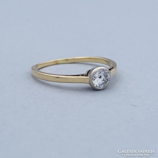 14K Régi arany eljegyzési gyűrű briliáns csiszlású gyémánttal ca.0,30 ct.