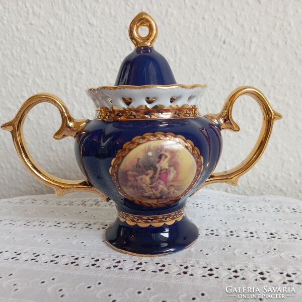 Flawless mythological scene cobalt blue-gold sugar bowl