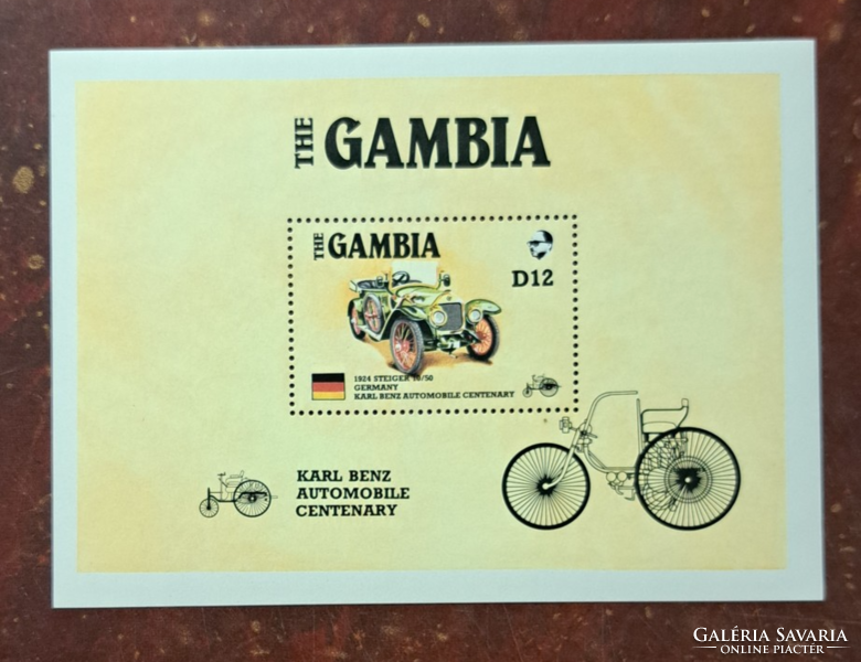 1986. Gambia autó bélyeg blokk F/1/8