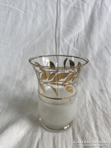 2 glass cups with gold leaf