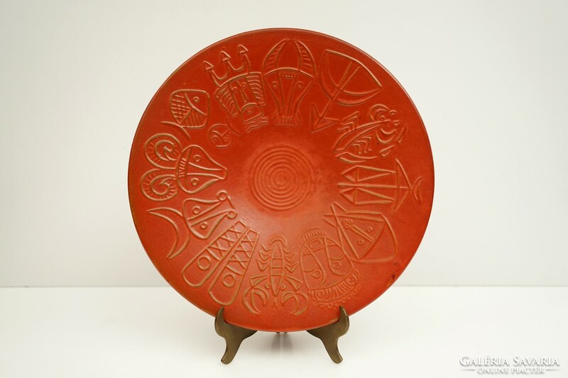 Mid century lake head horoscope ceramic wall plate / retro wall decoration