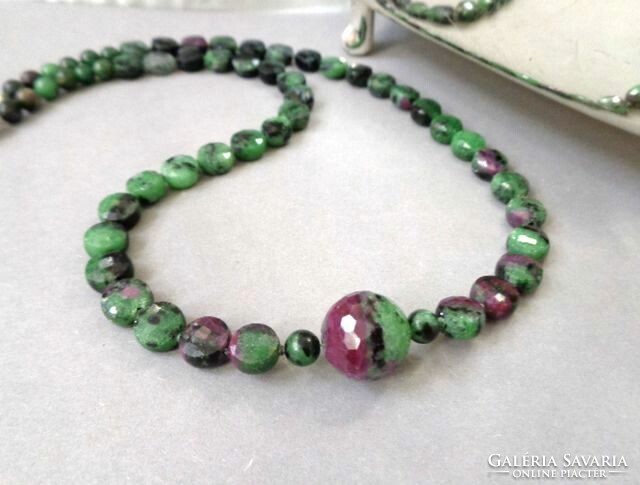 Ruby zoisite mineral necklace