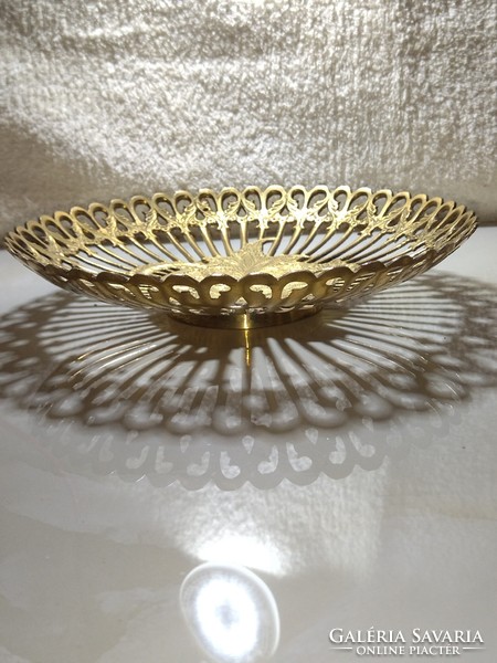 Beautiful openwork floral centerpiece heavy copper fruit bowl holder tray