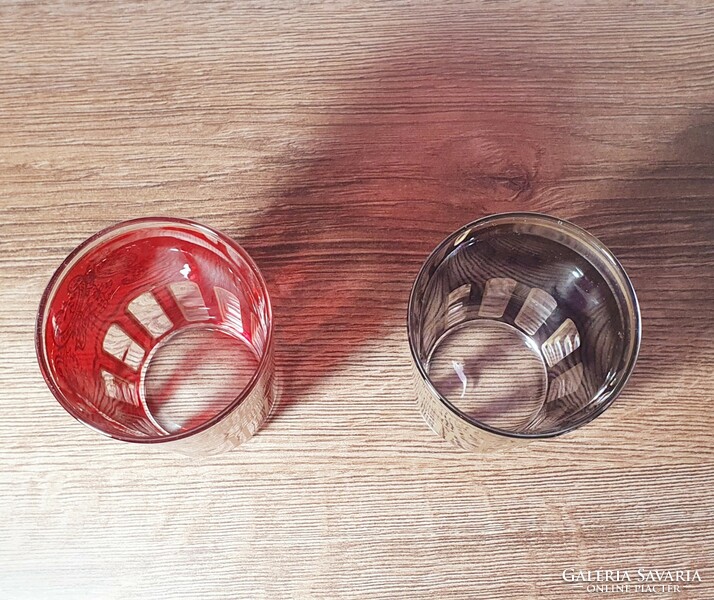 Festett üveg pohár párban (régiek)