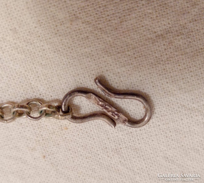 Antique 925 silver chain with 3 large ambers