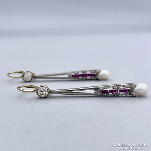 Art deco platinum earrings with diamonds ca.0.70 Ct.