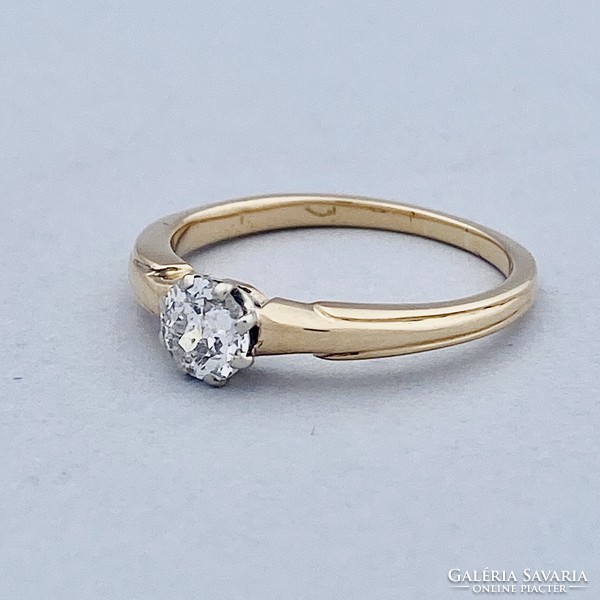 14K old gold engagement ring with diamonds