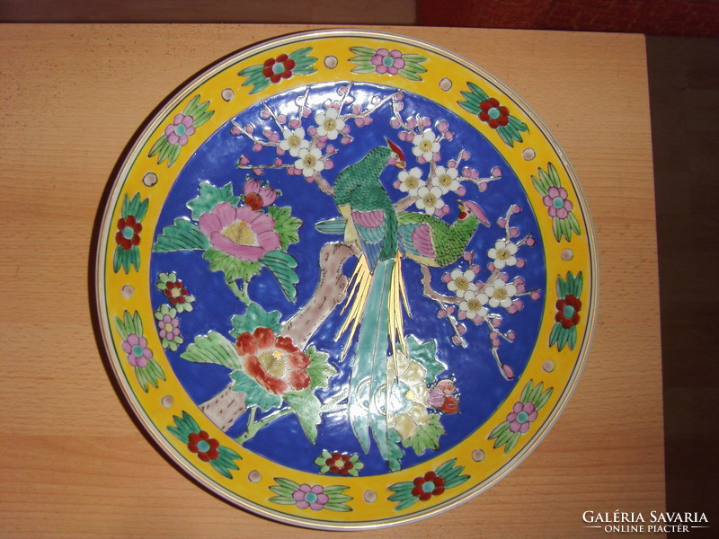 Large hand-made lead-glazed wall plate 31.5 cm