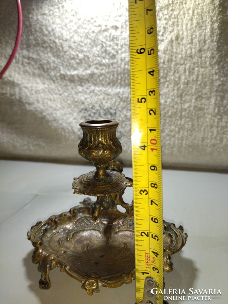 Beautiful angel pattern heavy copper antique candle holder from the 1900s