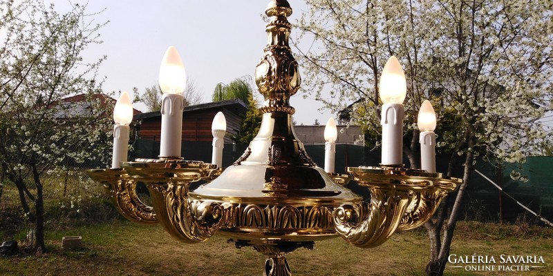 Antique 6-arm completely renovated chandelier for sale.