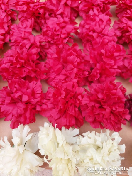 Artificial flower heads in one.