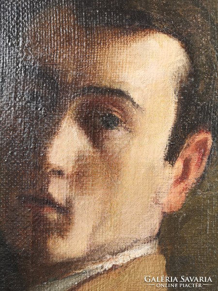 Czigány Dezső(1883-1937)? : Festő portré palettával. Olajfestmény.