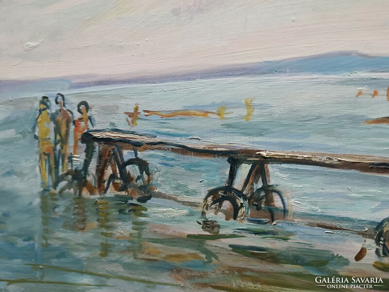 András Orvos - Balaton coast oil, wood fiber 50x60 cm