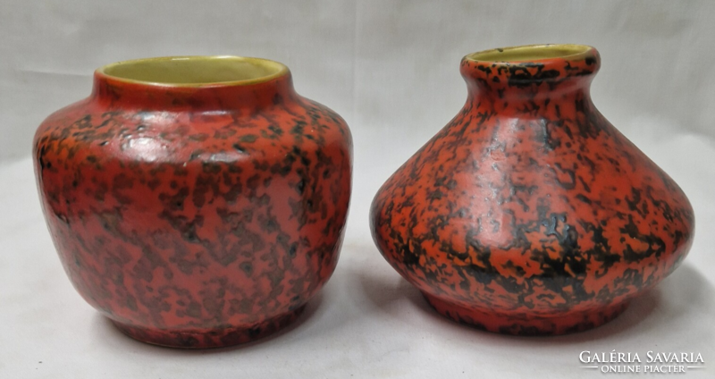 Tófej, marked, retro, applied art, glazed, ceramic vases are sold together in perfect condition