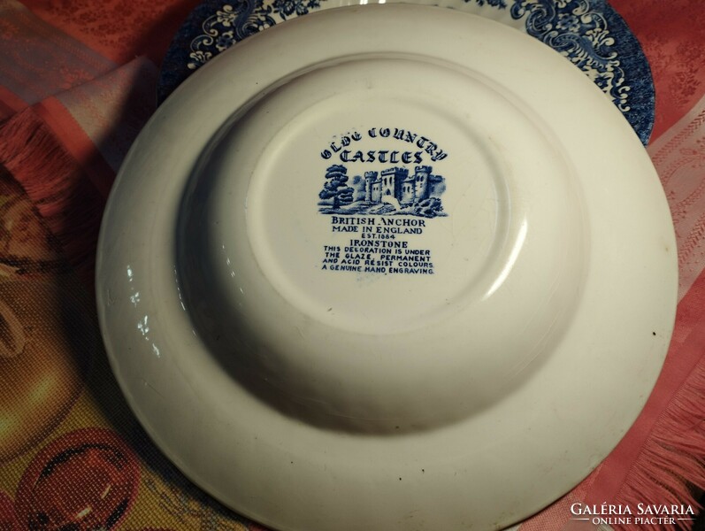 English scene porcelain deep plate, 3 pcs.