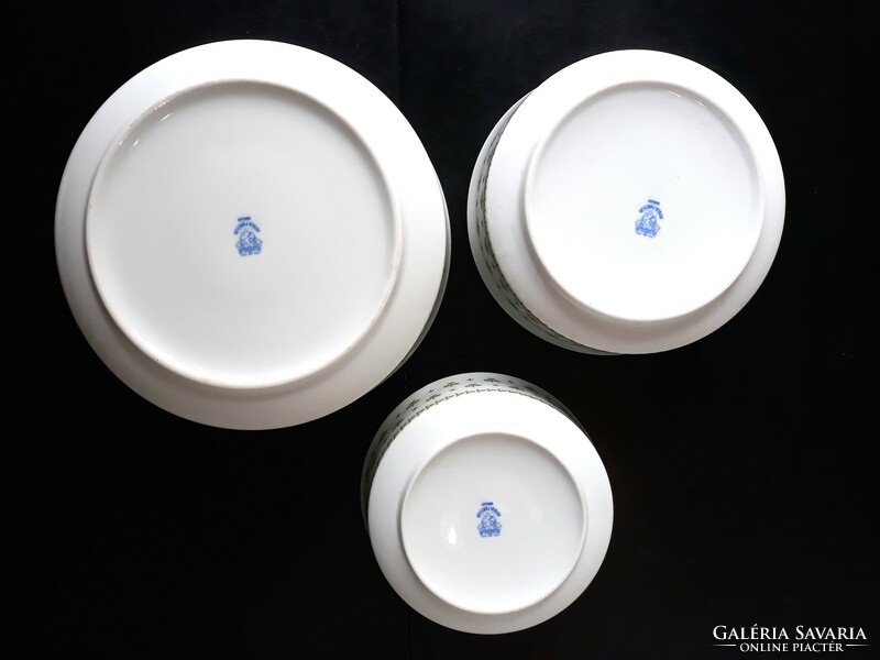 3 Old Great Plain porcelain bowls with parsley pattern