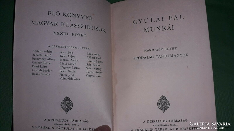 1900. Antique Hungarian classics: works of Pál Gyulai ii. Book according to the pictures, Franklin