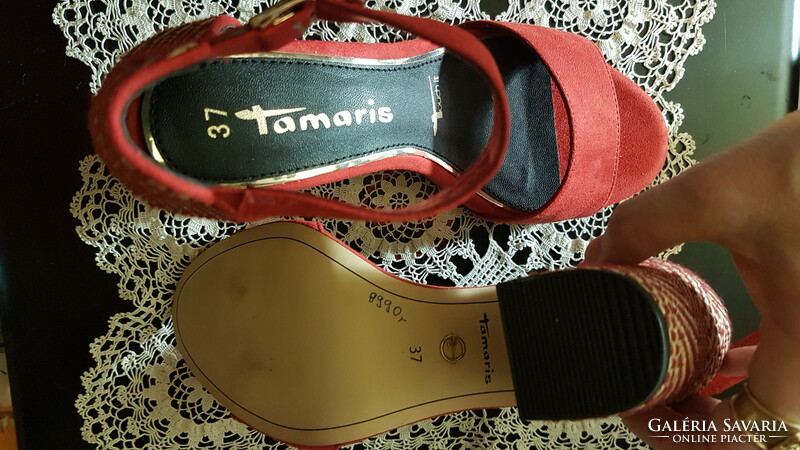 Tamaris 37 wild new luxury unique design, marked sandal for spring with woven heel