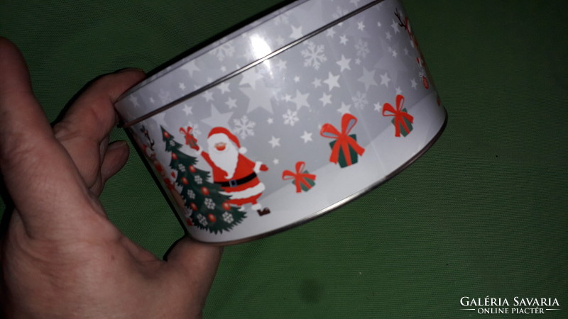 Retro metal plate circular Christmas Santa cookie box flawless 13 x 7 cm as shown in the pictures