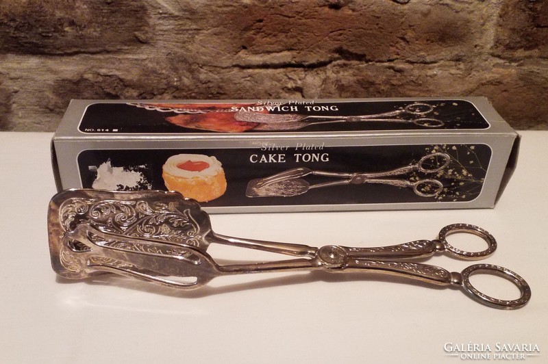 Silver plated cake tongs