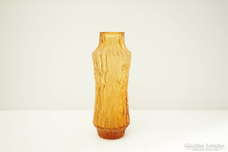 Mid century Czech yellow glass vase / retro old vase
