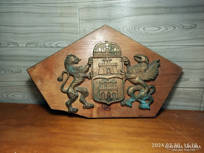 Huge copper Hungarian coat of arms