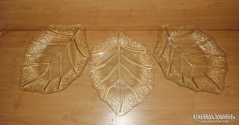 Leaf-shaped glass centerpiece serving bowl 3 pieces in one 25*33 cm (6p)