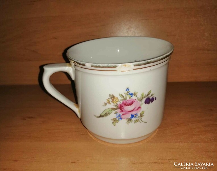 Régi virágmintás cseh porcelán bögre, csupor (b)