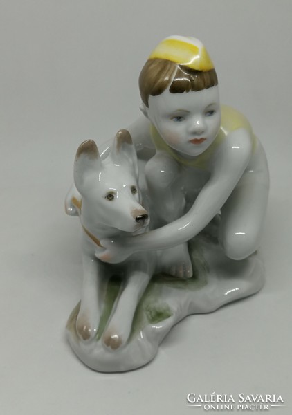Lomonosov porcelán fiú a kutyájával "RITKA"!