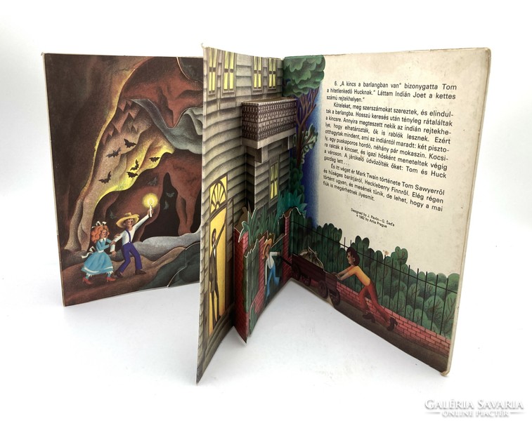 Tom Sawyer kalandjai 3D-s térbeli kihajtható retro mesekönyv, 1982 - J. Pavlin rajzaival, Artia