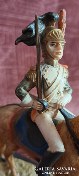 Régi lovas katona szobor, francia dragonyos katona (L4620)