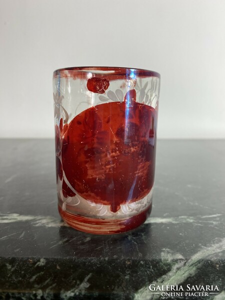 Antique painted glass cup