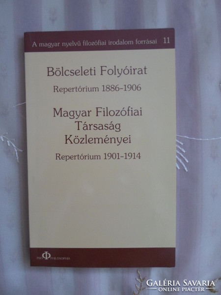 Bölcseleti Folyóirat, Magyar Filozófiai Társaság Közleményei – repertórium (1886–1906, 1901–1914)