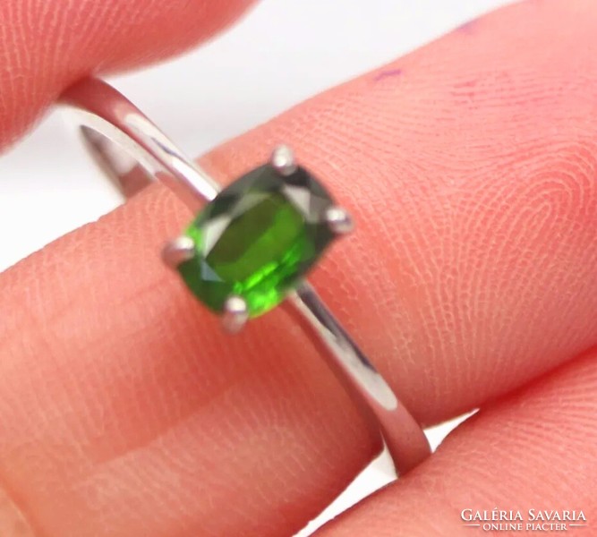 Genuine modern chrome diopside stone silver ring 8.5 ( 18) size ¹