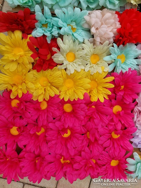 Artificial flower heads in one.