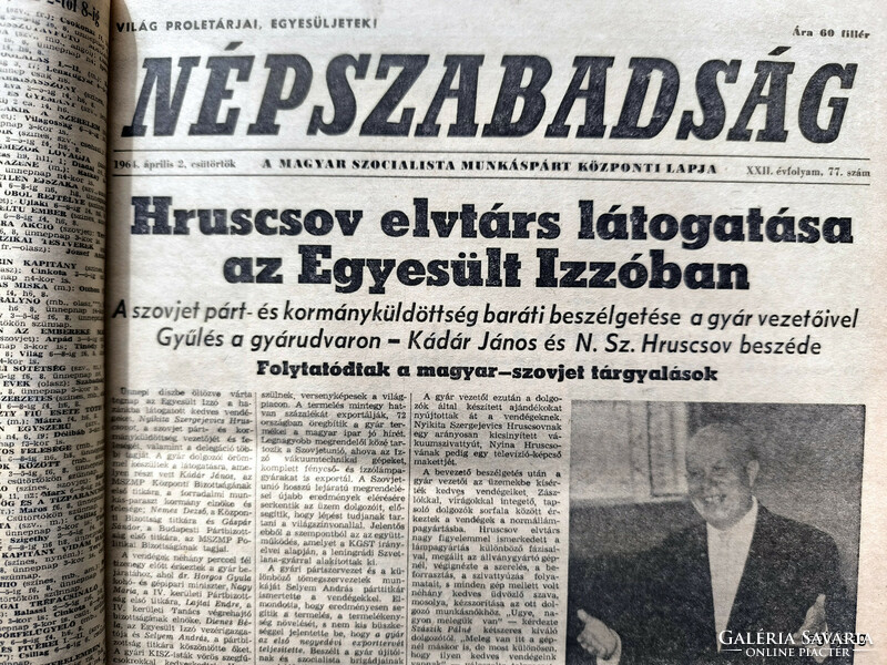 1964 April 1 / people's freedom / newspaper - Hungarian / daily. No.: 27092