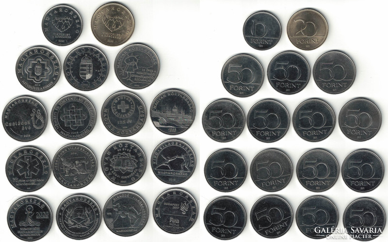 2004-2023. 15x 50 Forint + 1x 10 Forint + 1x 20 Forint (forgalomból)